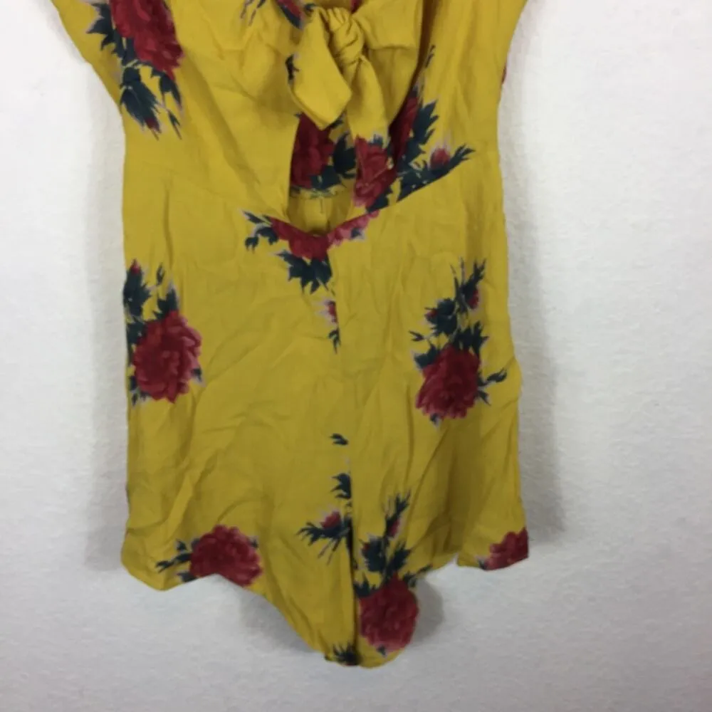 Revolve Privacy Please Rivington Floral Romper Medium Tie Front Yellow - Image 7