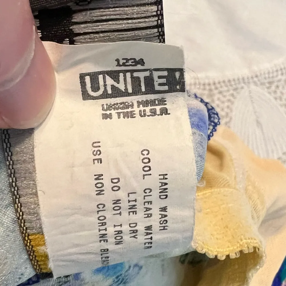 Vintage Mainstream Floral One Piece Swimsuit Size 8 Made in USA Blues Greens Blue - Image 7