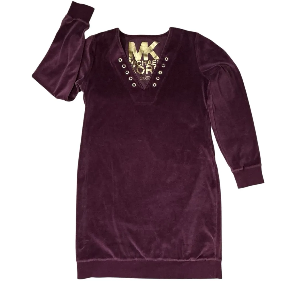 Michael Kors Women’s Plush Velour Tunic Dress Long Sleeve Plum Purple Size Small - Image 15