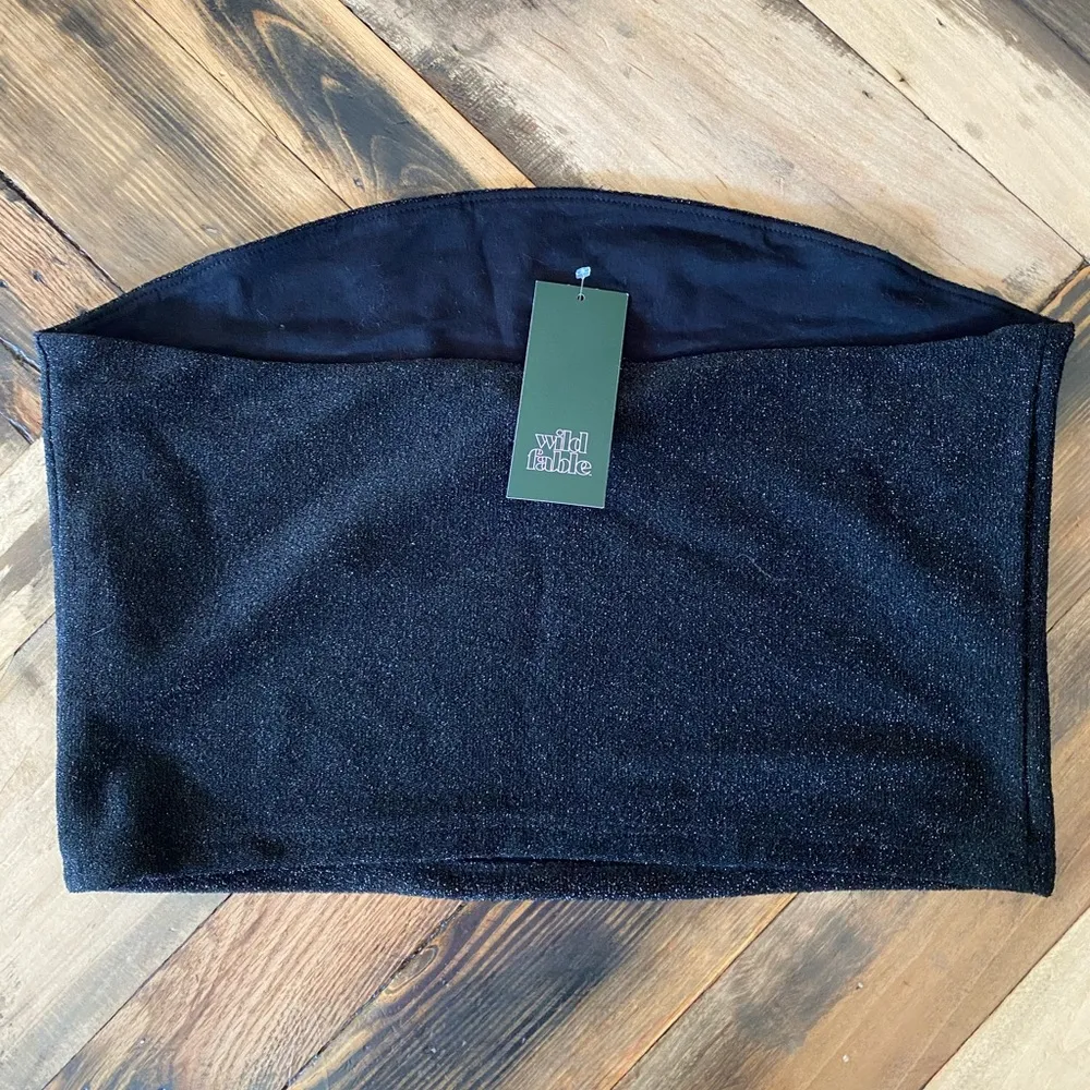 NWT Wild Fable Black Sparkly Bandeau Top Large - Image 3