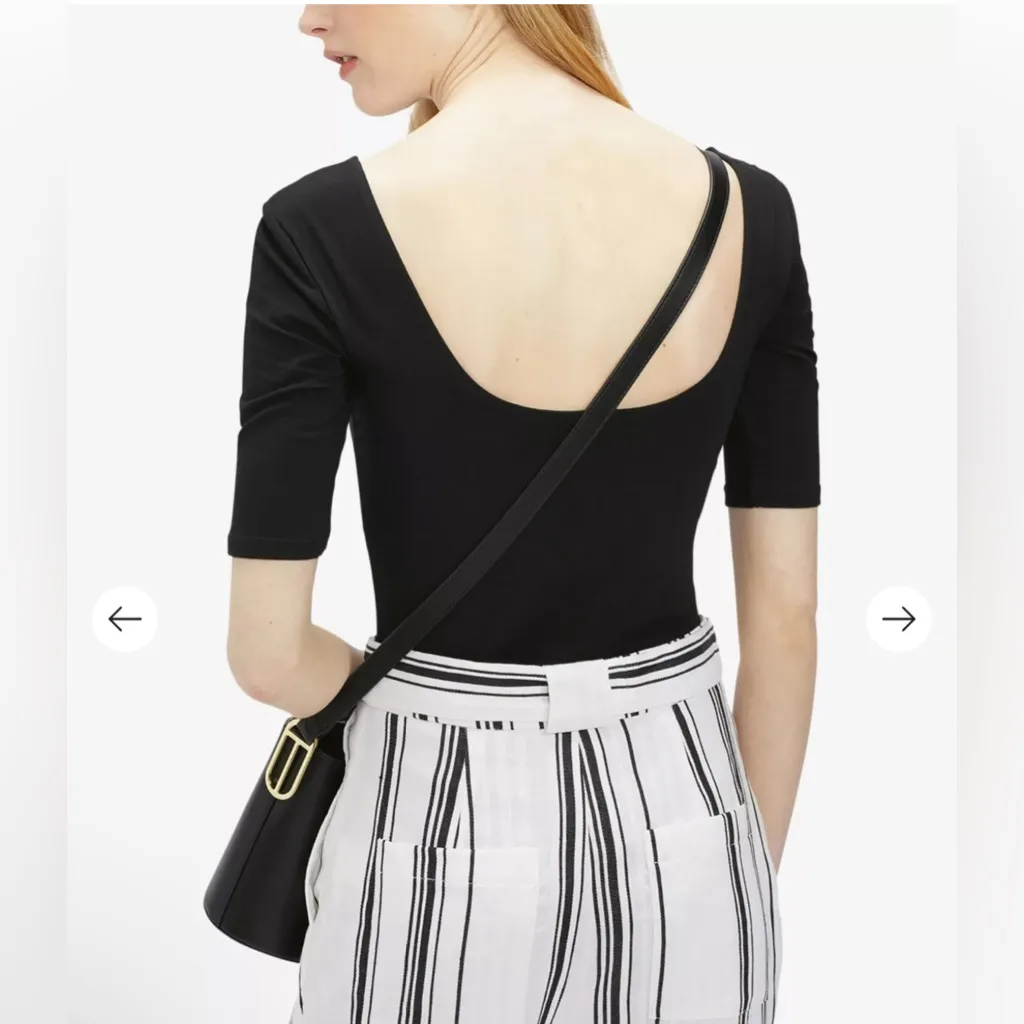 New! Ted Baker Short Sleeve Hayyzel
Square Neck Black Bodysuit Sz 1‎ US XS - Image 2