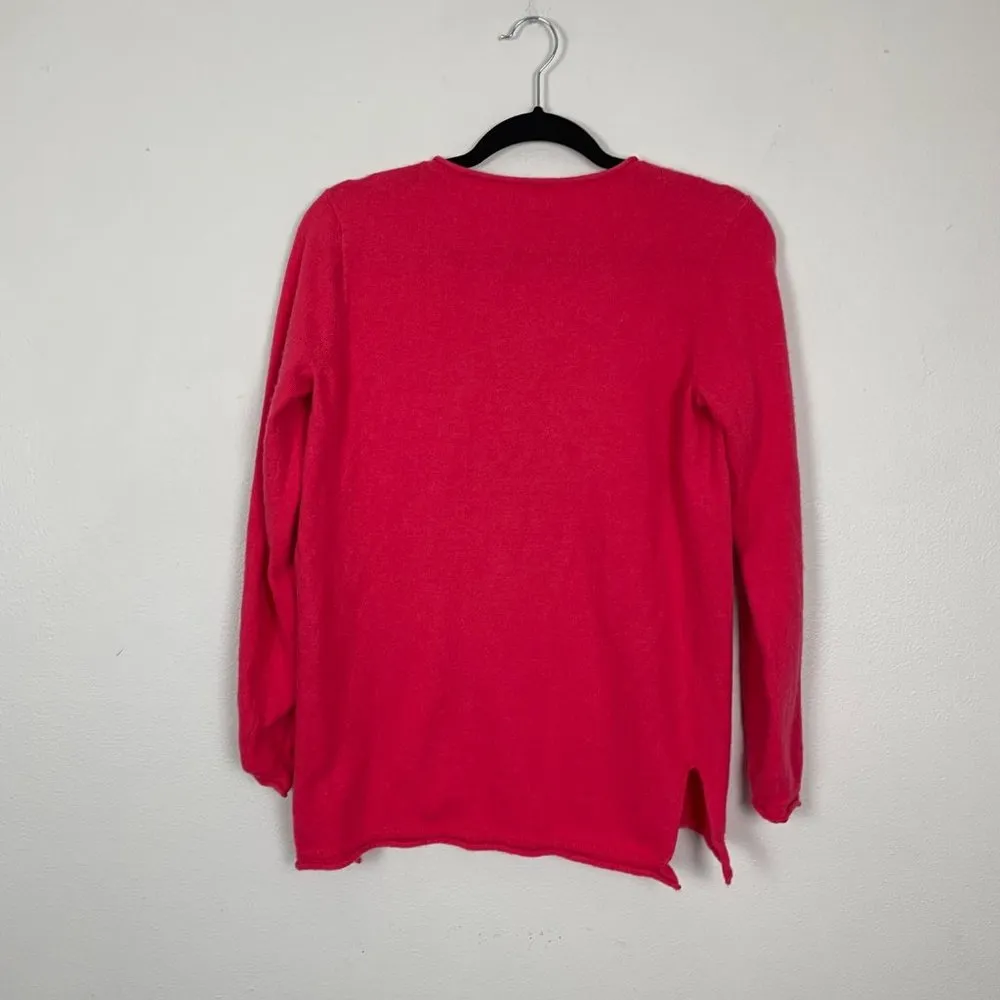 J. Crew Factory Woman's Sz S Red V Neck Step Hem Fall Cotton Wool Sweater AC623 - Image 9
