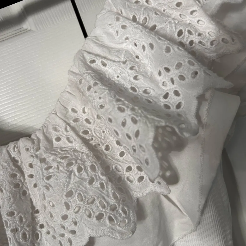 White Ruffled Off-Shoulder Dress - Image 3