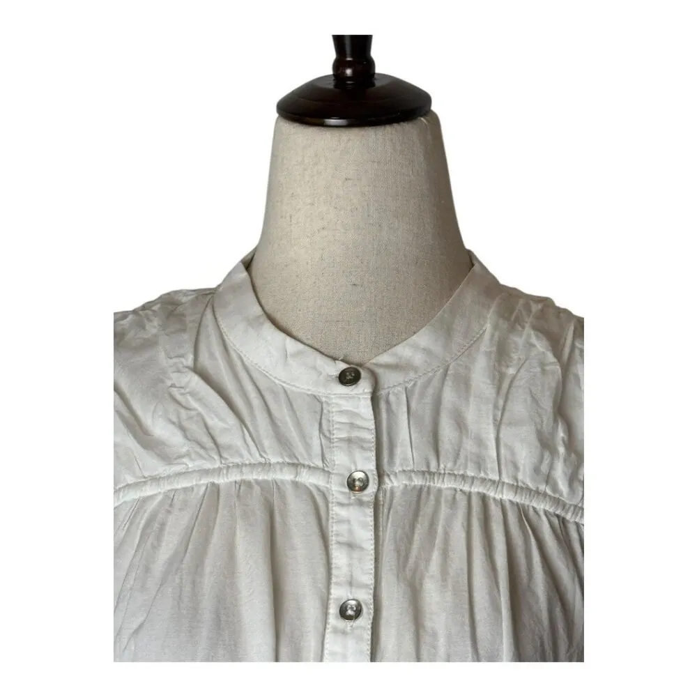 Pilcro Shirt Women XS White Crew Neck‎ Henley Blouse Preppy Peasant Boho Anthro - Image 5