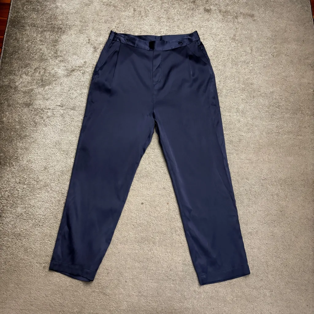 Lilysilk Comfort Fit Silk Cigarette Pants Navy Blue Size 4 - Image 3