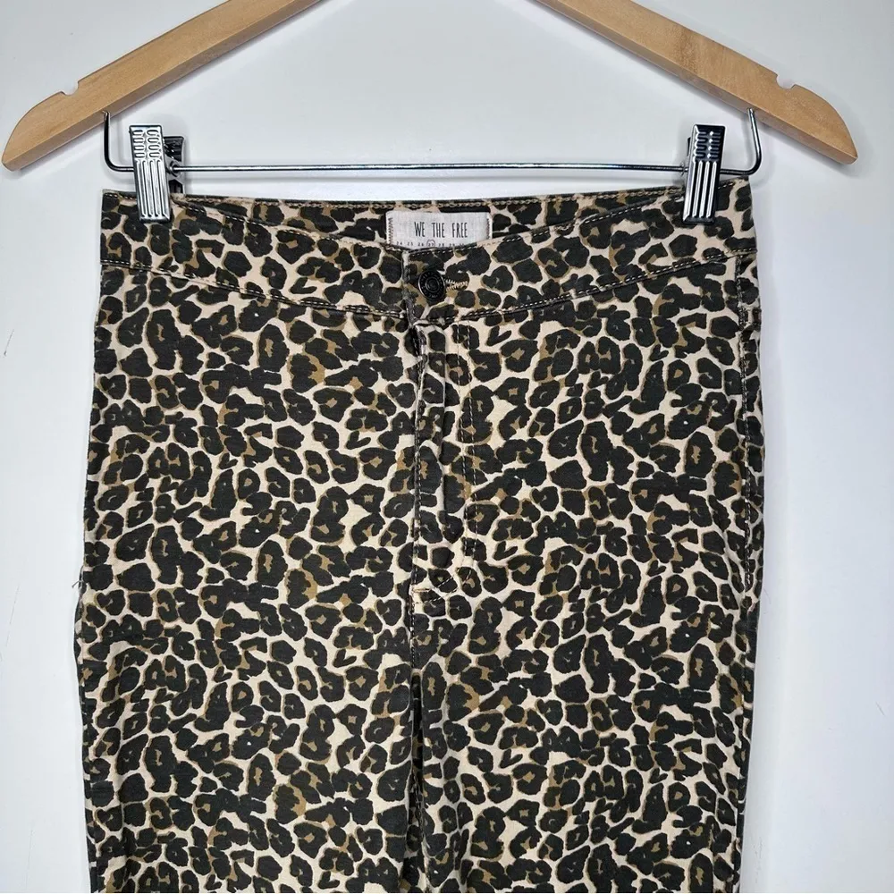 Free People We The Free Leopard Print High-Rise Skinny Jeans Size 27 - Image 3