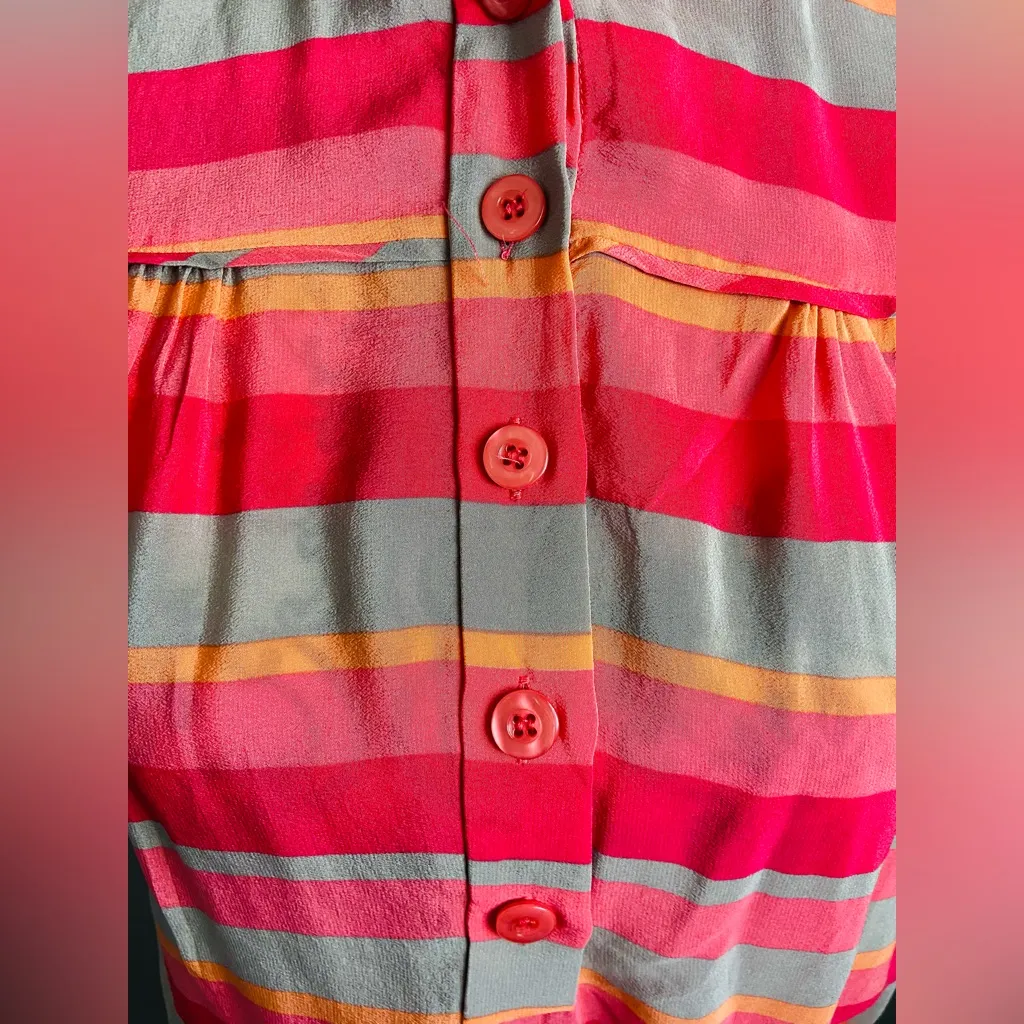 TEGAN 100% silk multicolour shirt dress Pink Size 0 - Image 6