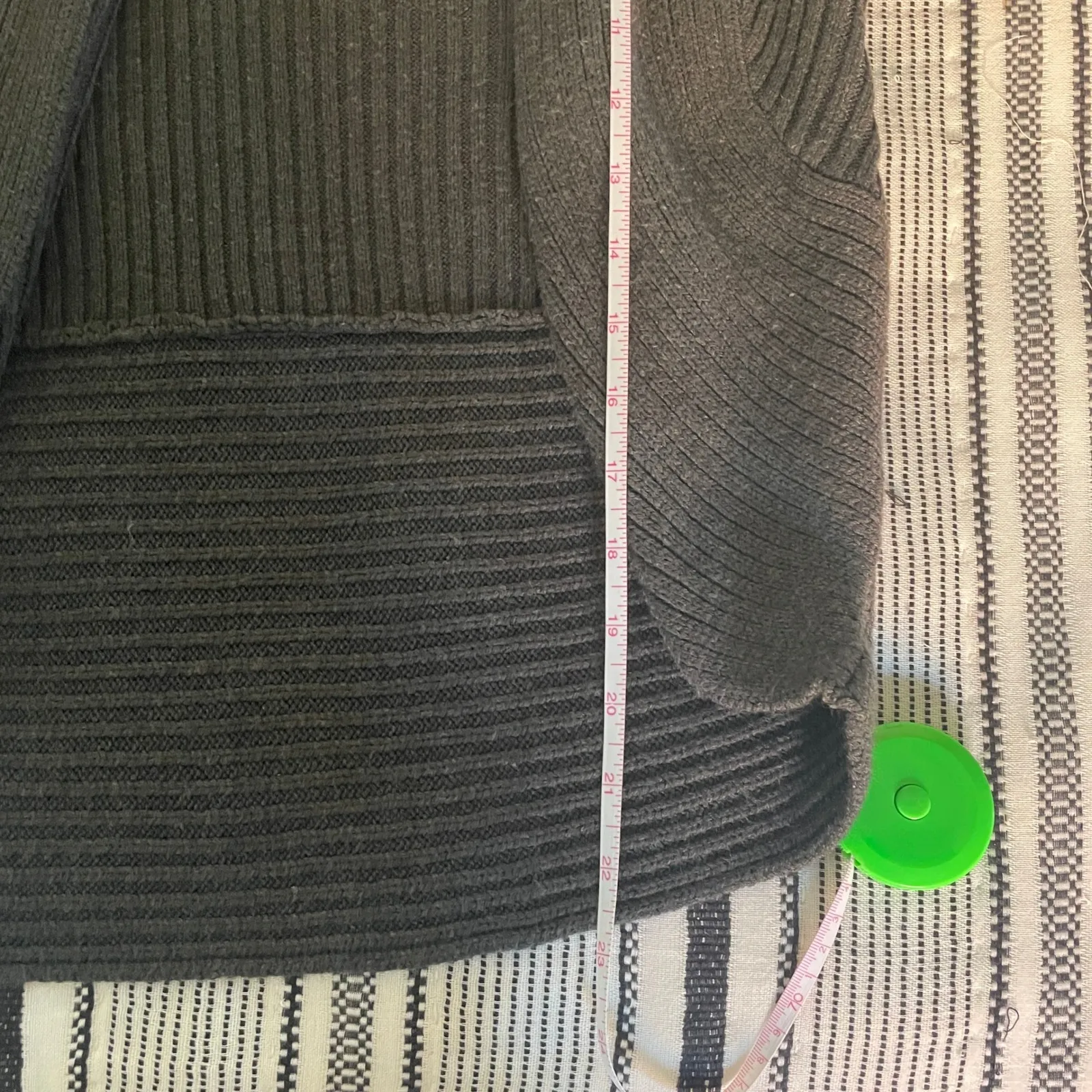 H&M Basic Ribbed Chunky Knit Cardigan Sweater‎ Small Gray Open Front Clean Girl - Image 6