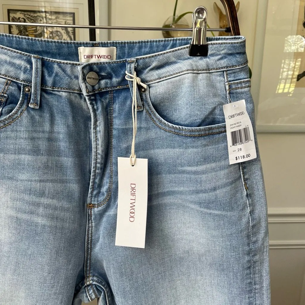 NWT Sundance Catalog Driftwood Royce Raw Hem Straight Leg Jeans Lake 28 - Image 3