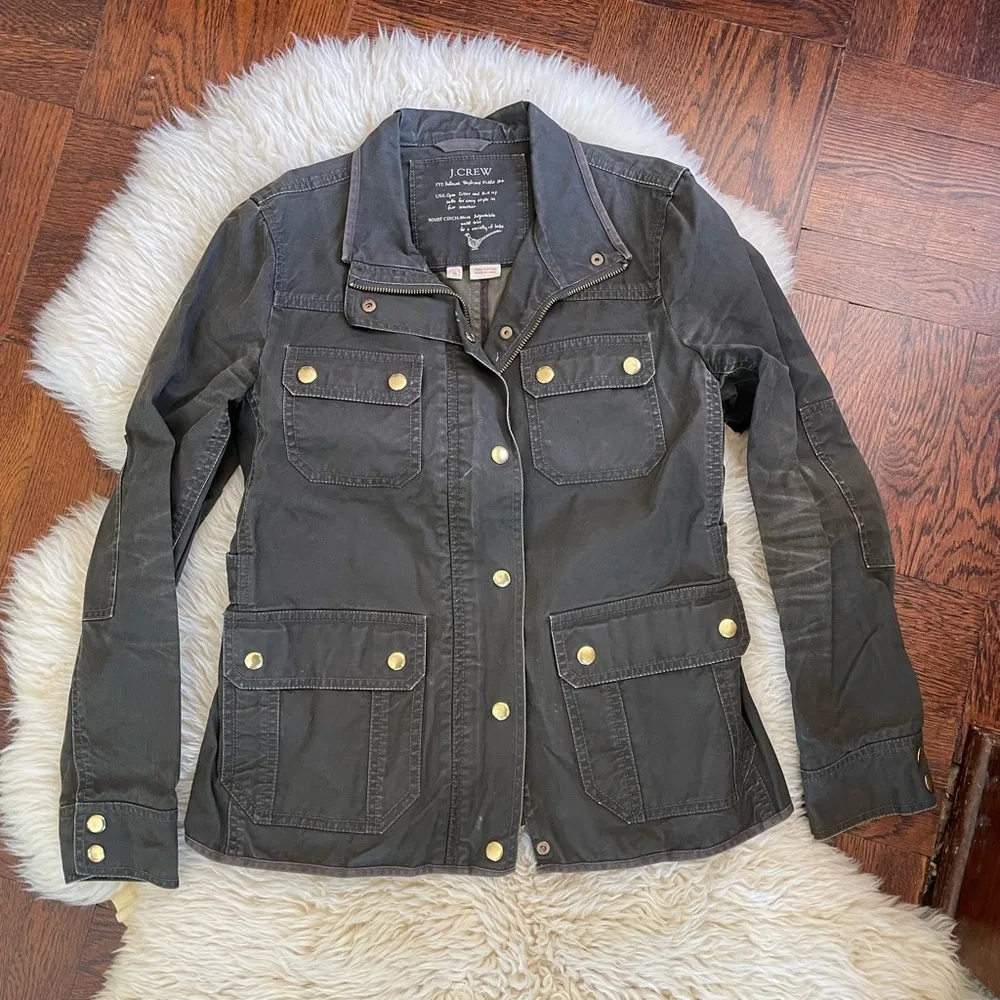 J. Crew~Waxed Cotton Relaxed Boyfriend Field/Military/Utility Jacket~Sz S - Image 3