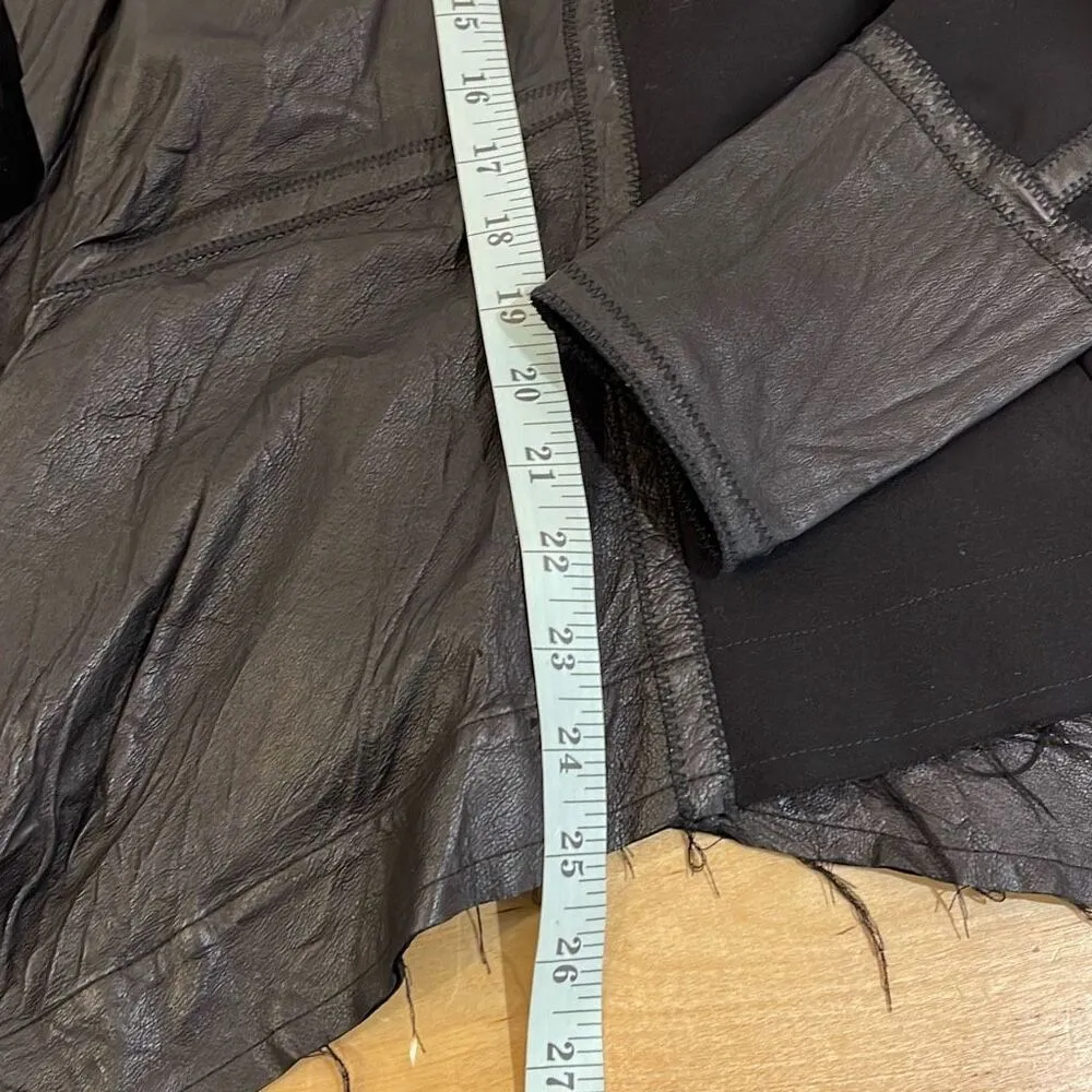 ILLIA Womens Waterfall Front Mixed Media Leather Cardigan Jacket Black‎ Medium Black - Image 8