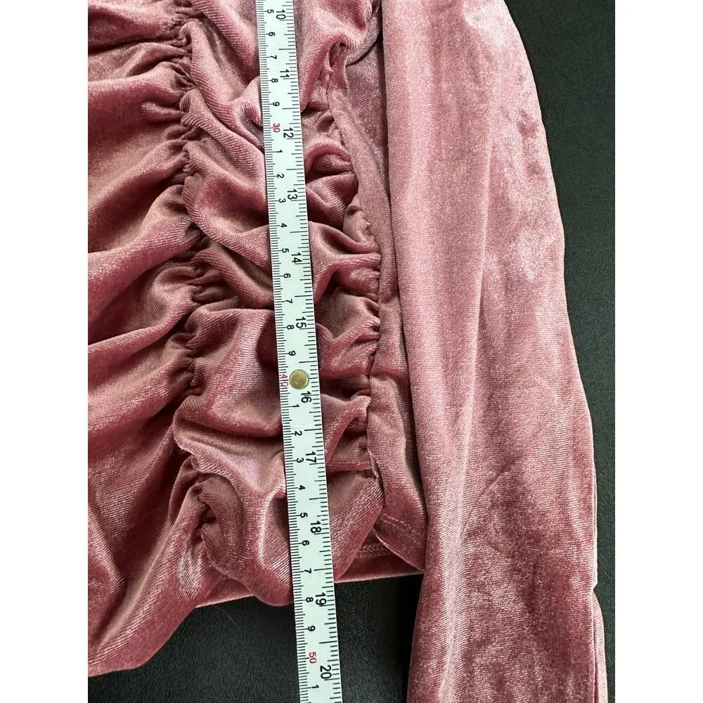 Love, Fire Womens Pink Velour Ruched Long Sleeve Top NWT Size XL - Image 9
