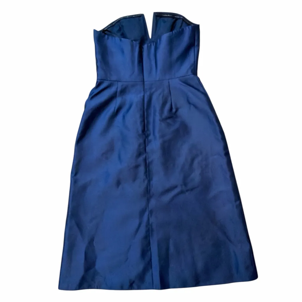 ALFRED SUNG Navy Strapless Midi Dress with Pockets - Image 2
