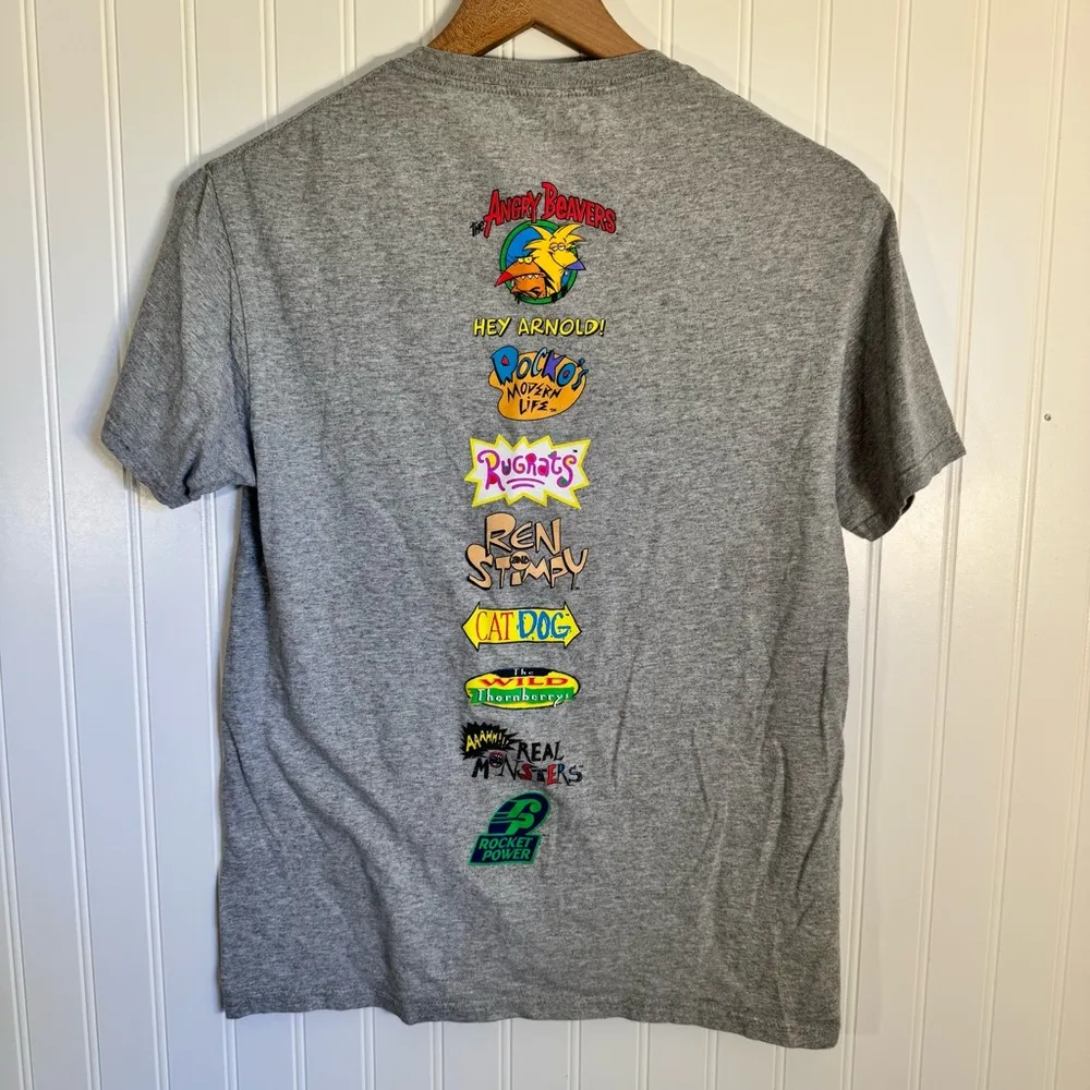 Nickelodeon Gray Graphic 90’s TV Show Collection Short Sleeve Shirt Size Small - Image 4