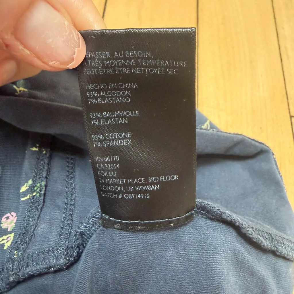 URBAN OUTFITTERS Silence + Noise Tube Crop Top Navy FLoral Size XS Cut Out - Image 8