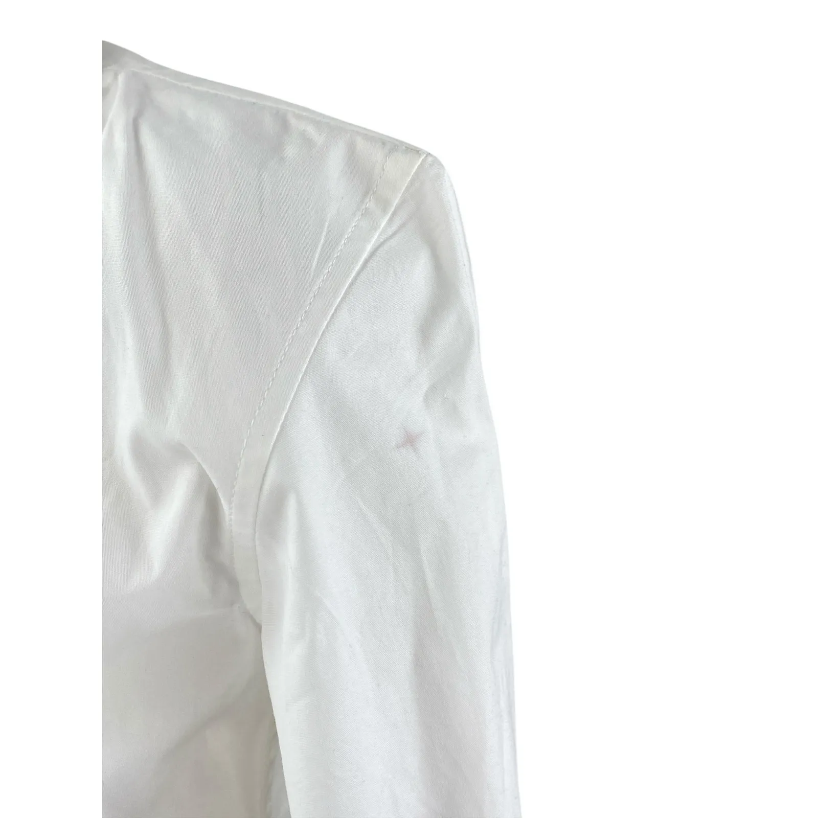 Sarto White Beaded Button Down Heart CutOut Long Sleeve Shirt Blouse Top Size S - Image 5