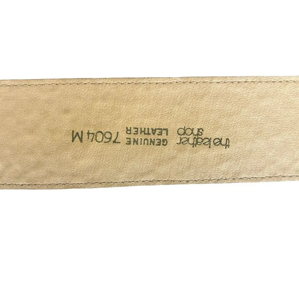 The Leather Shop Women’s M Brass Buckle Wide Belt Embossed‎ Tan Leather Cowgirl - Image 4