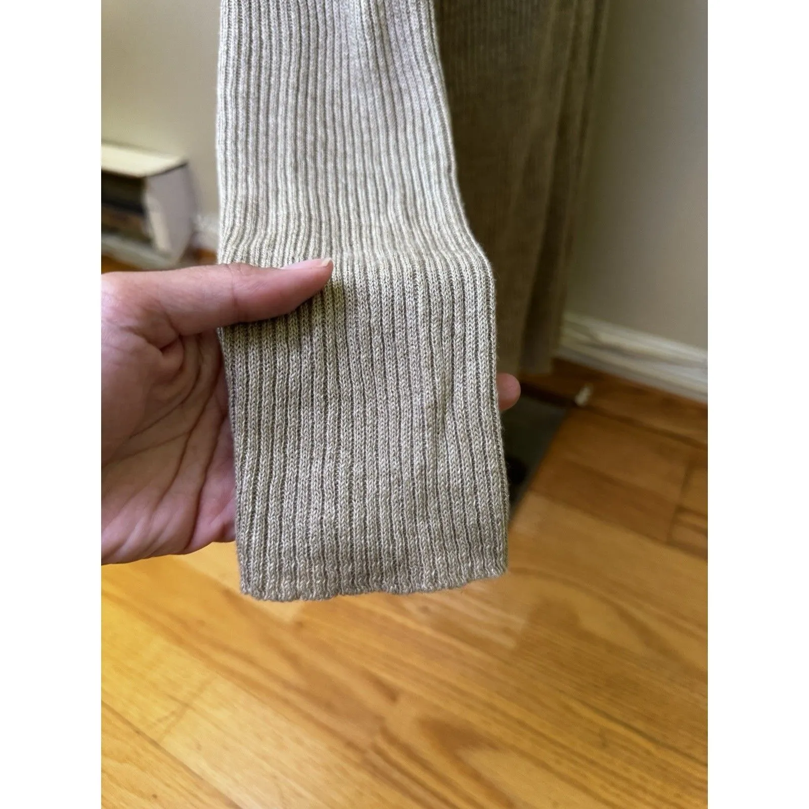 Eileen Fisher Women’s Linen Ribbed Long Sleeve Crew Neck Sweater Beige Size L - Image 13