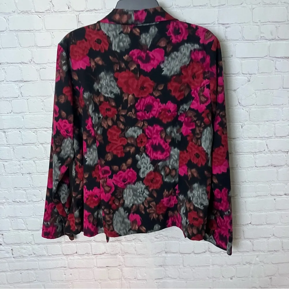 Brandon Thomas dark romantic floral printed ladies blazer size XL old money Pink - Image 4