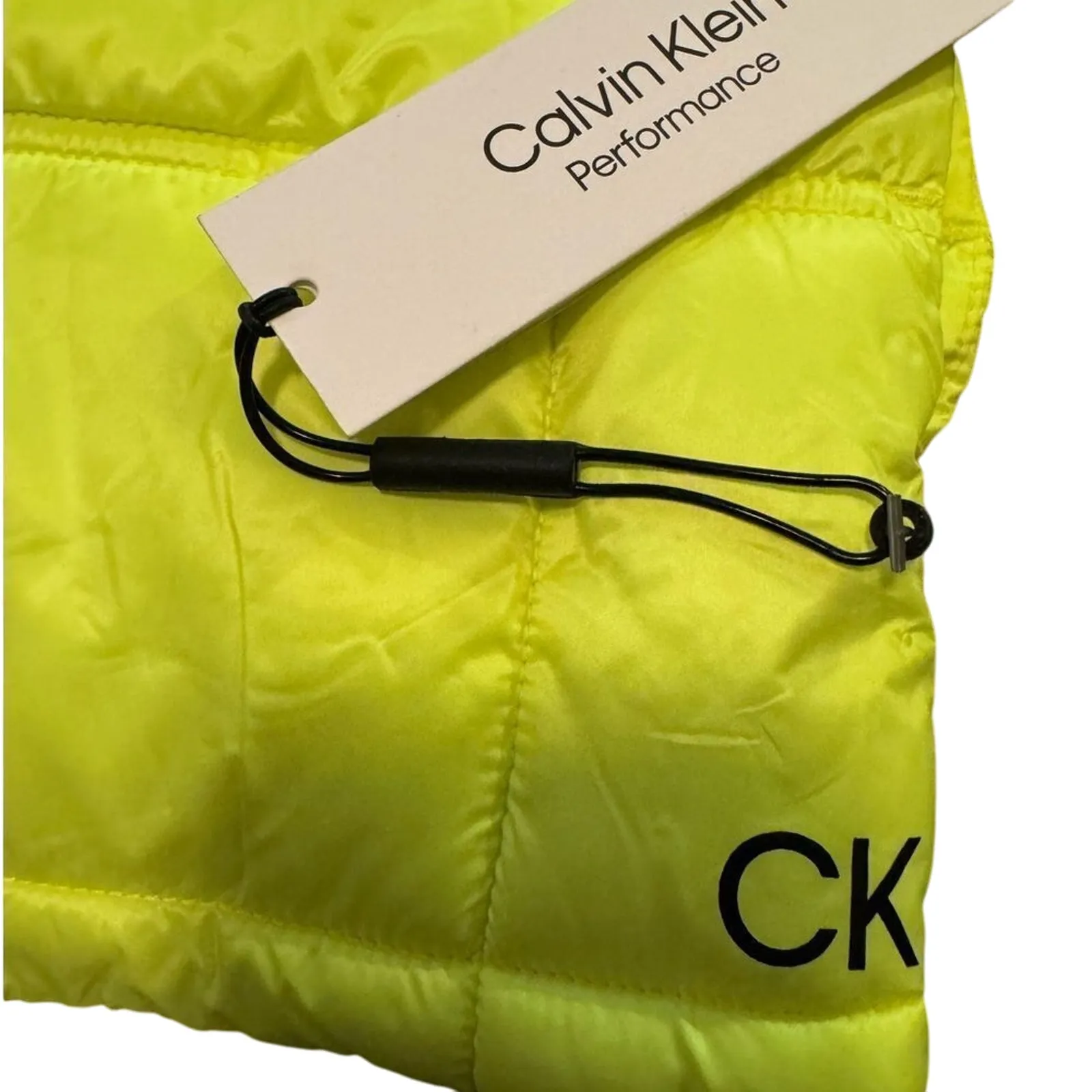CALVIN KLEIN PERFORMANCE Yellow Cropped Mock-Neck Zip-Up Puffer Vest Size L New - Image 9