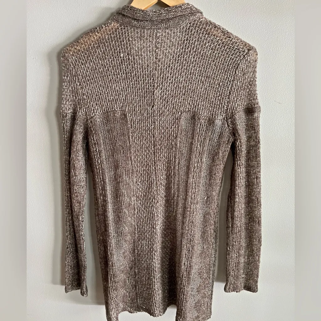 VINTAGE brown woven crochet button knit sweater Gray - Image 9