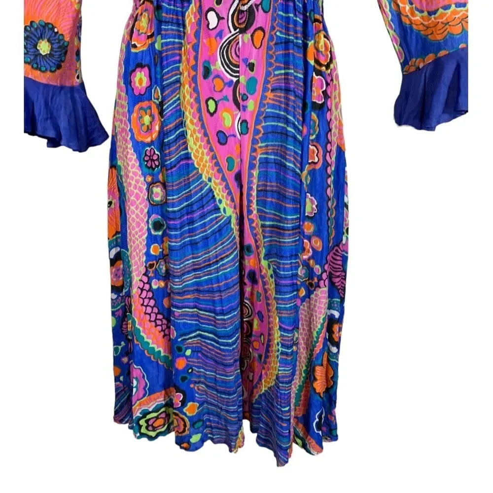 Vintage 1960s Playsuit Romper Size Large Blue - Image 5