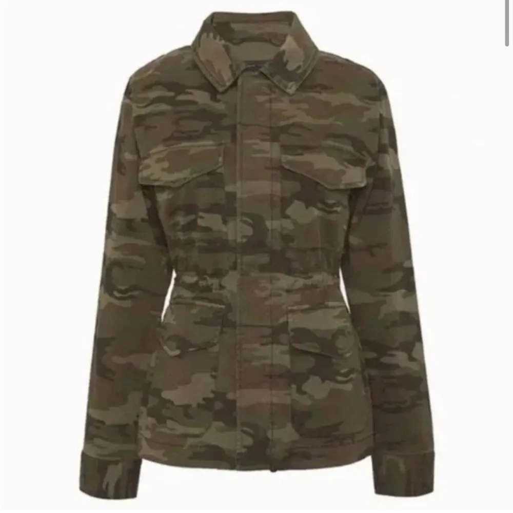 Sanctuary Green Camo Jacket Utility Pocket Long Sleeve Zip Front L - Image 9