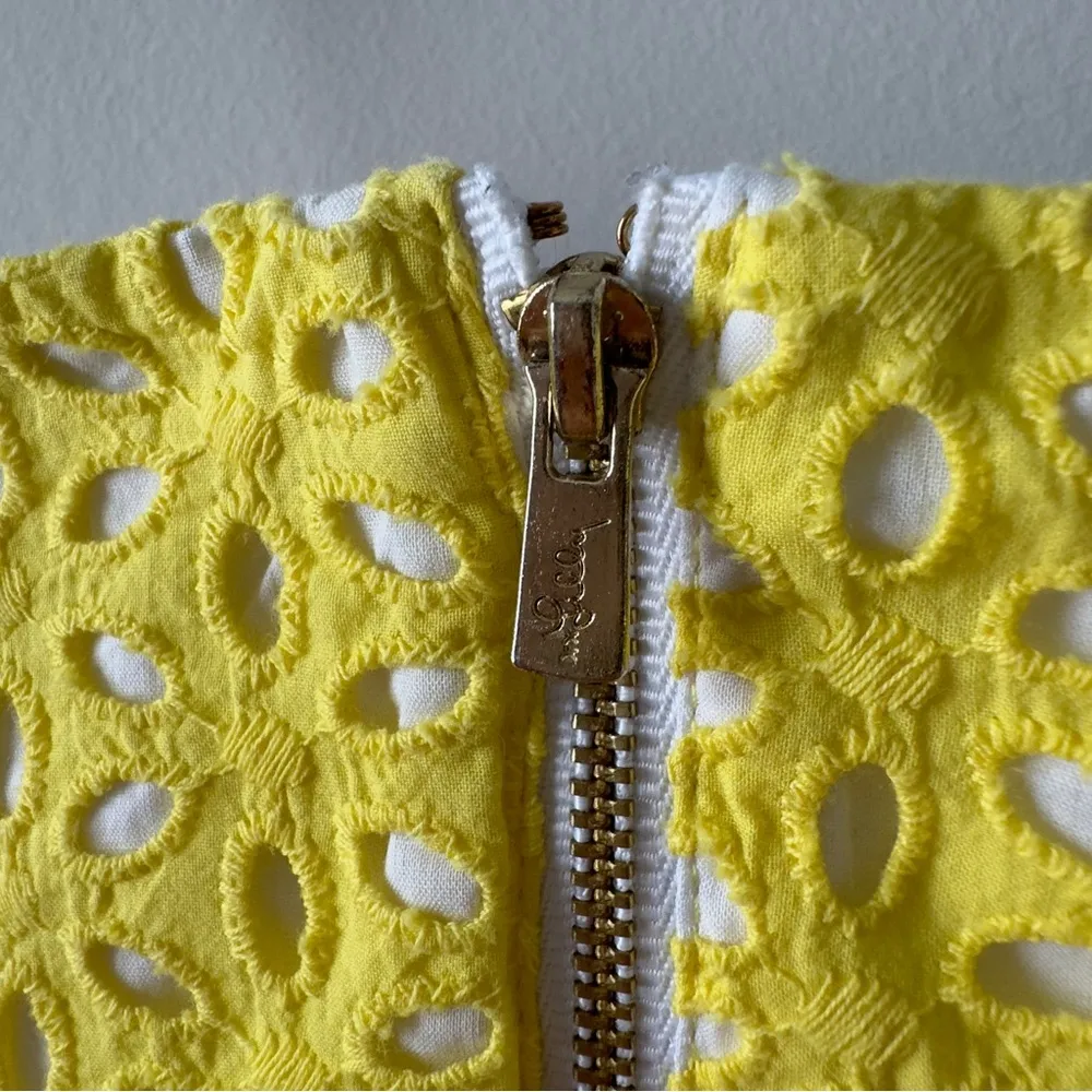 Lilly Pulitzer Yellow Blossom Dress Pineapple Juice strapless floral lined zip - Image 7