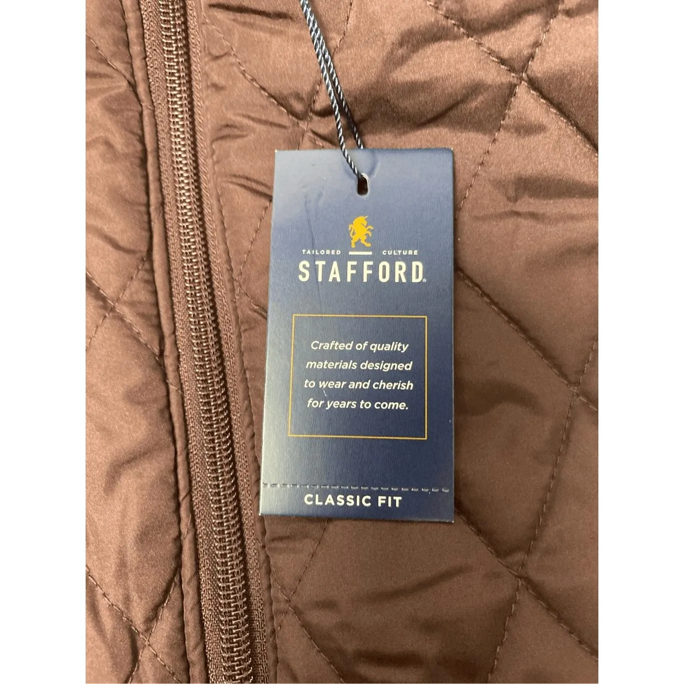 Stafford Classic Fit‎ Quilted Puffer Vest S Brown - Image 3