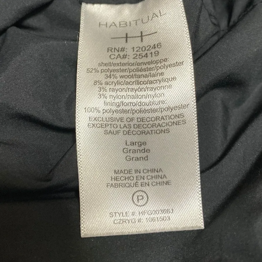 Habitual Black Wool Plaid Flannel Notch Collar Long Sleeve Blazer Coat Jacket L - Image 4