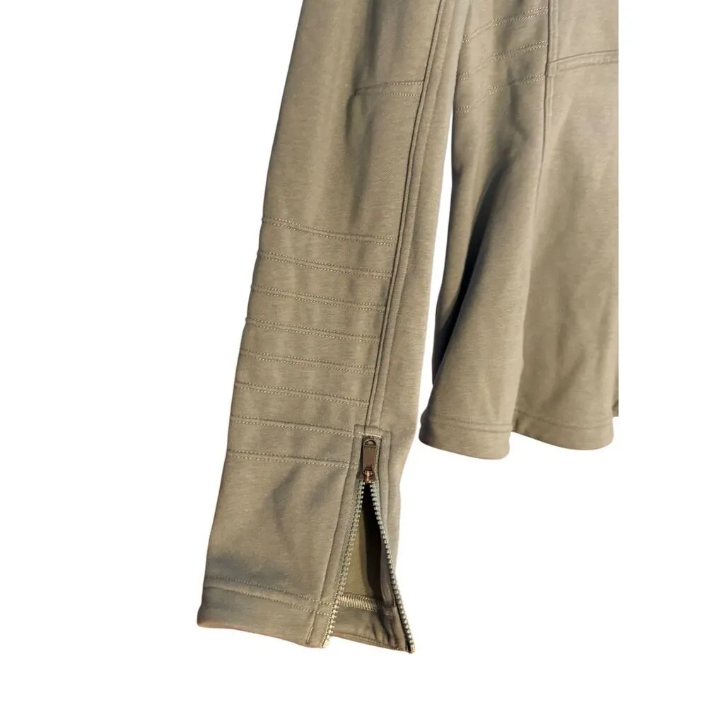 Athleta Women’s  Moto Jacket Sweatshirt Minimalist Grey Green Full Zip Sz S - Image 9