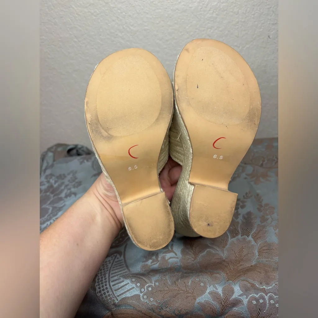 Jeffrey Campbell Sulky Slide Sandal Heel Beige Raffia Size 6.5 - Image 9