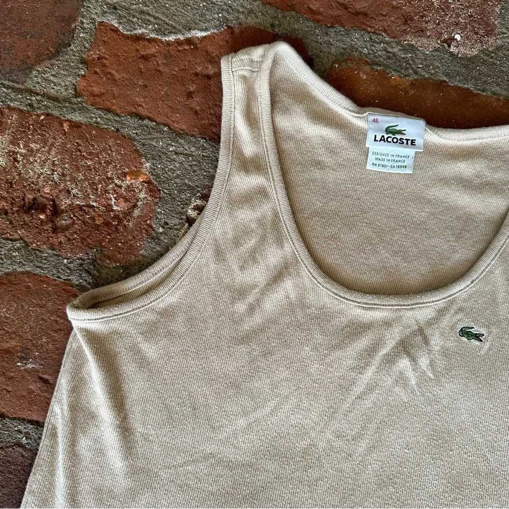 Lacoste women's size XL 46 tan beige tank top sleeveless shirt - Image 4