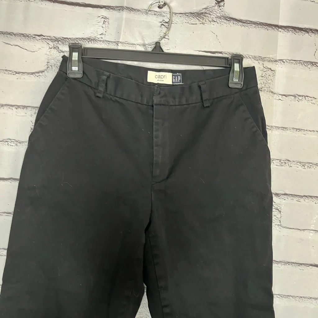 GAP Black Stretch Capri Pants Versatile Comfortable High Waist SZ 4 Baggy Casual - Image 5