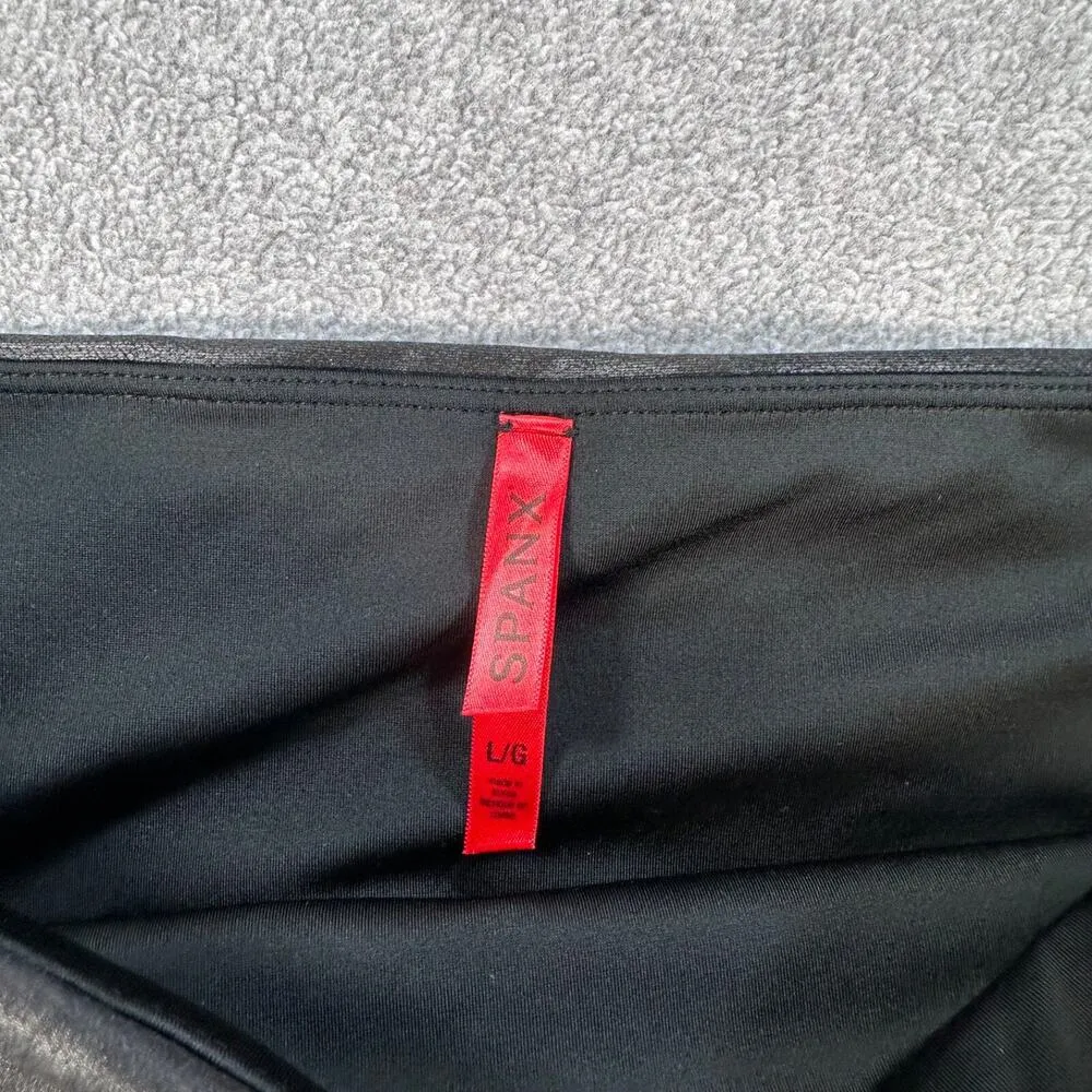 Spanx Faux Leather Black Leggings Skinny Leg Women's Large - Image 2