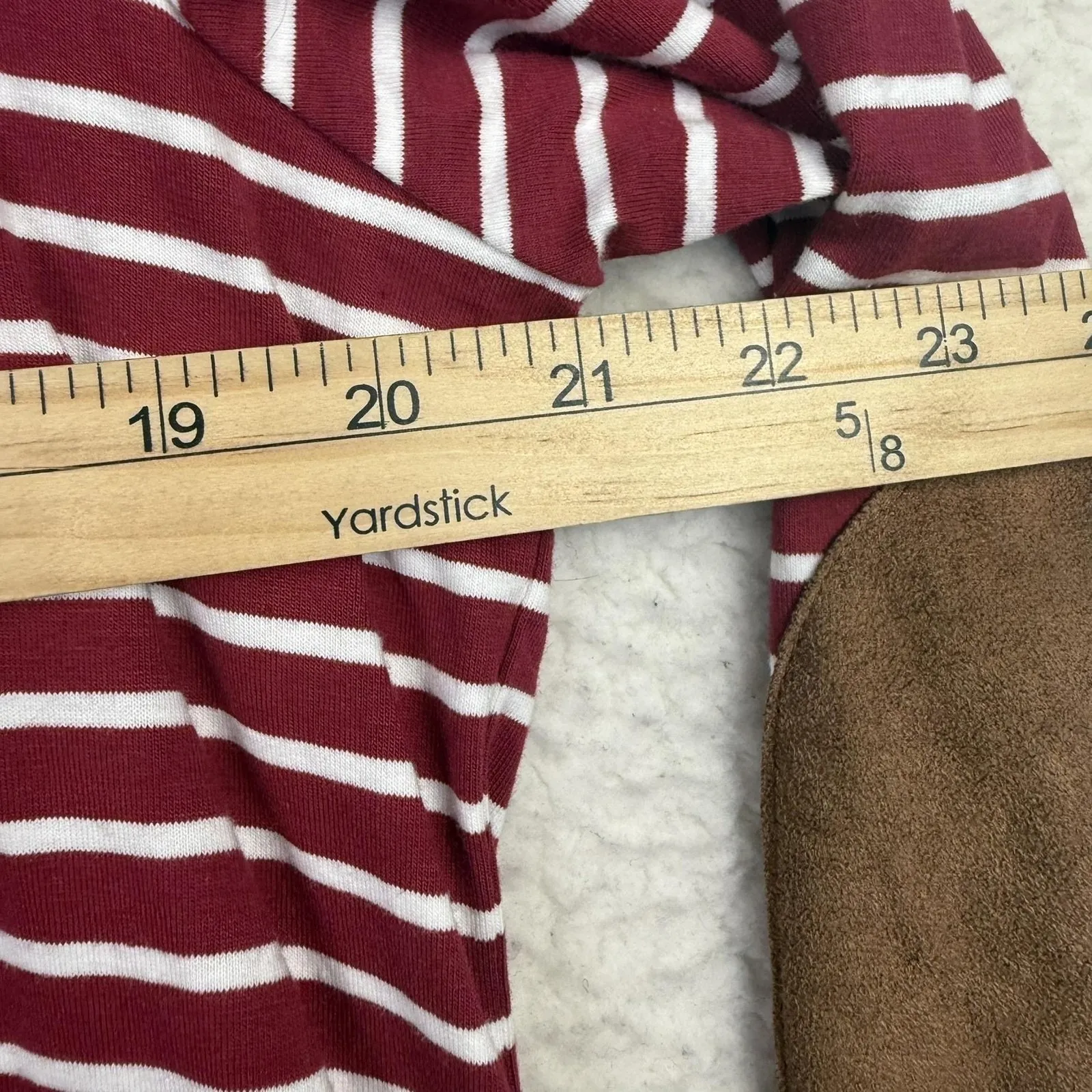 NWT Umgee Dress Womens XL Burgundy Striped Elbow Patch Swing Pockets Long Sleeve - Image 7