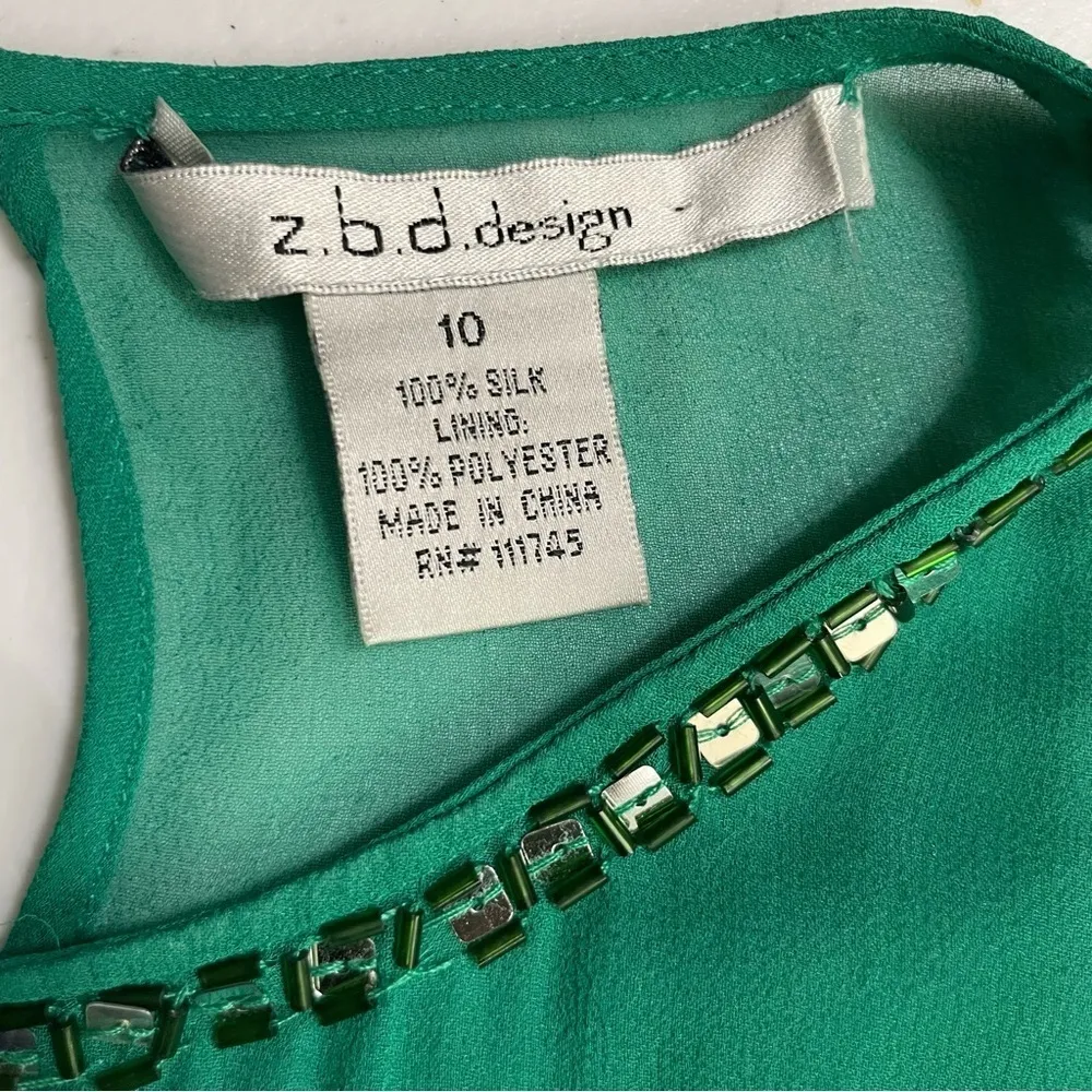 Z.b.d design Green blouse with bead and sequin emblishments size 10 - Image 8