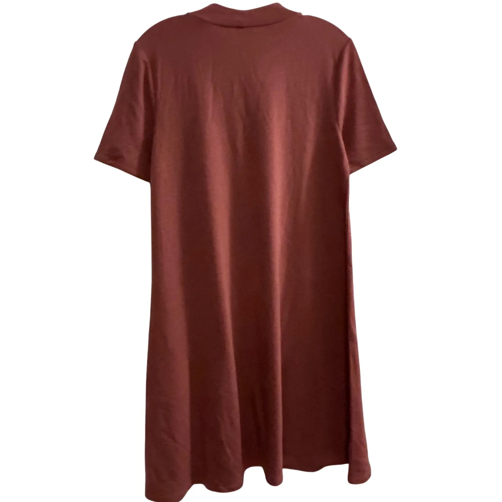 LOFT Outlet Mock Neck Short Sleeve Midi Dress Rust Red Size Medium Brown - Image 2