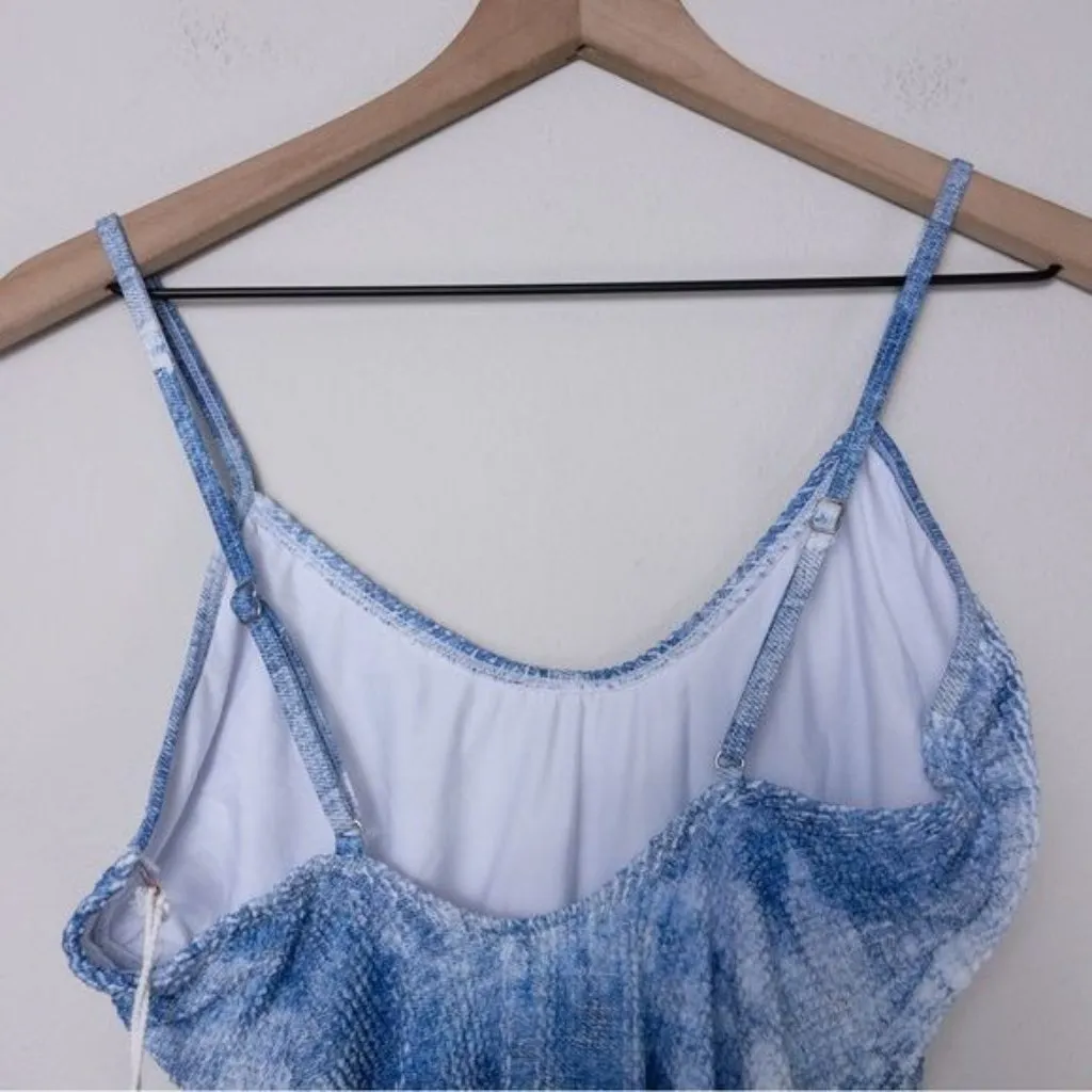 NWT Good American Always Fits One Piece Swimsuit 3/4 Indigo Tie Dye L/XL Stretch - Image 8