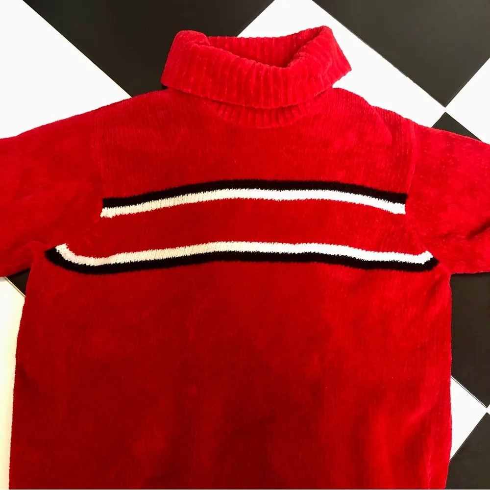 Vintage 90s Y2K  Chenille Turtleneck Sweater Oversized Boxy Fit M - Image 3