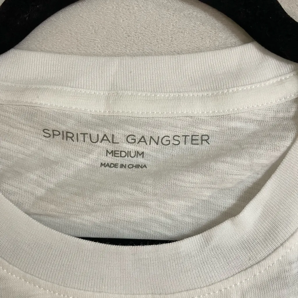 Spiritual Gangster NWT Happiest Self Short Sleeve White Graphic T-Shirt Size M - Image 6