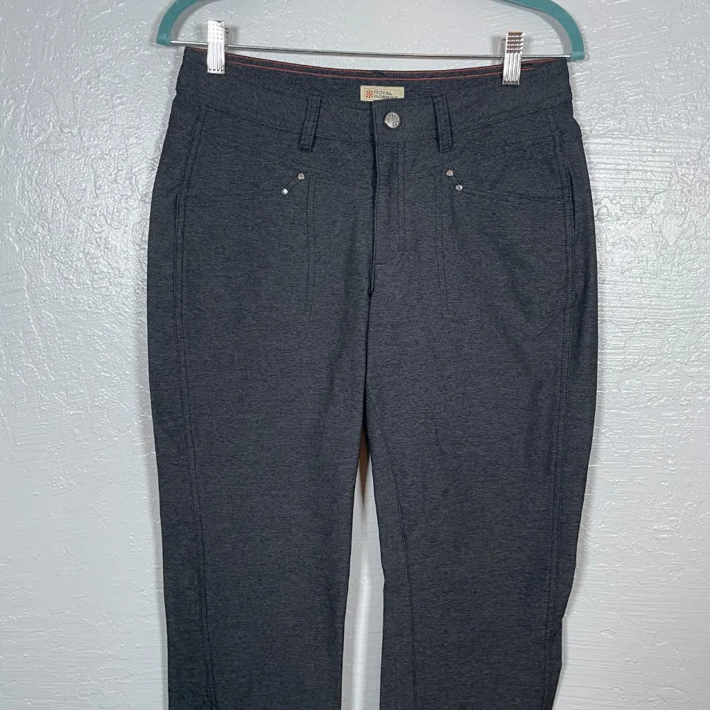 Royal Robbins Women 6 Gray Pants Pockets Stretch Adjustable Cuff Hiking Granola - Image 3