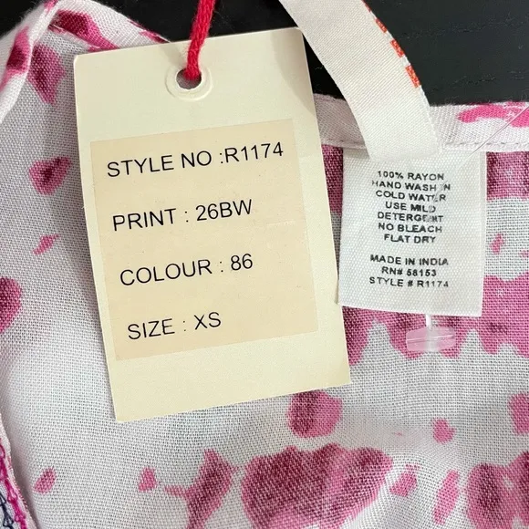 New  Tie Dye Metallic Print Embroidered Trim Poncho Top Pink - Image 15