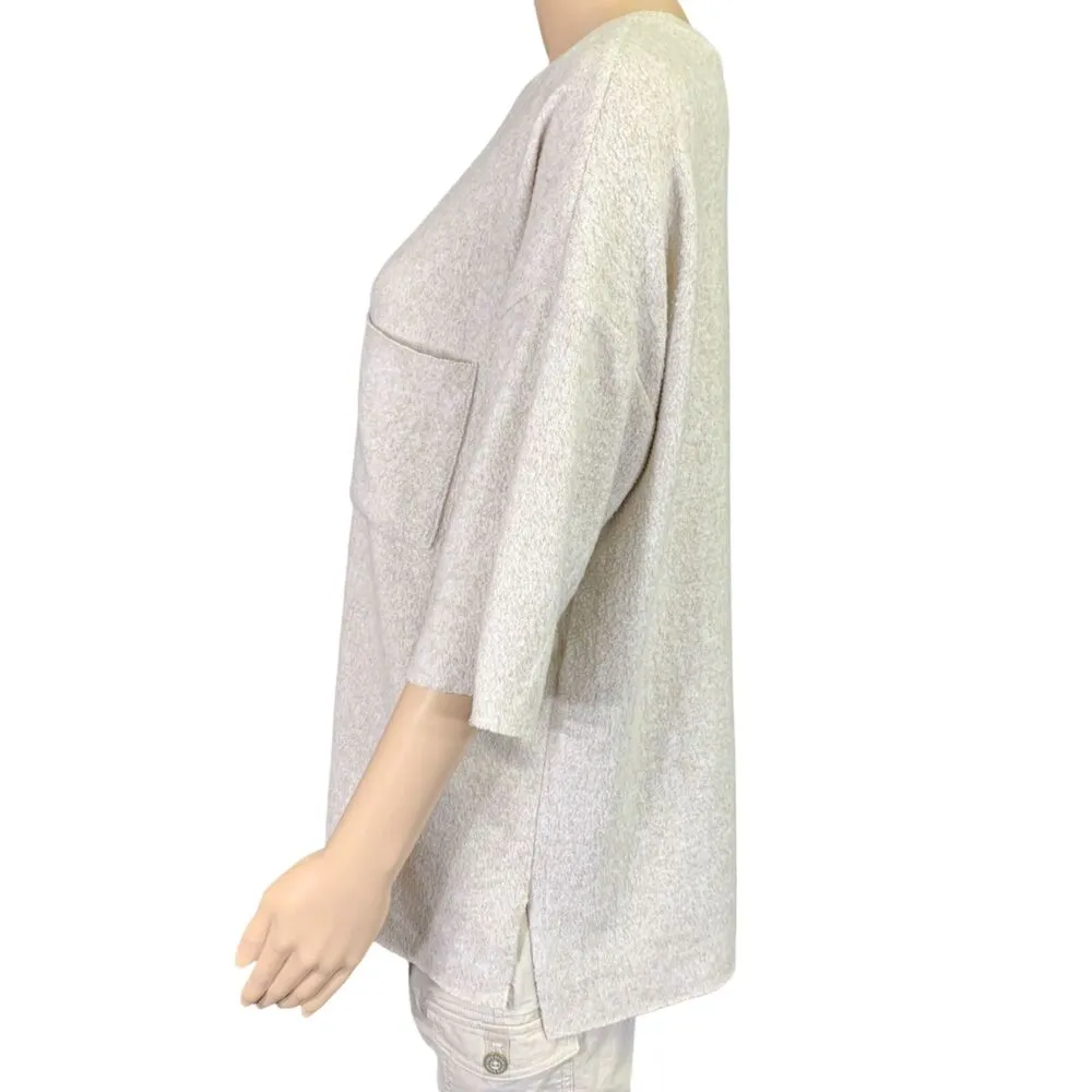 Zara Womens Pullover Sweater Soft Boxy Over Sized Beige Minimalist Medium - Image 5