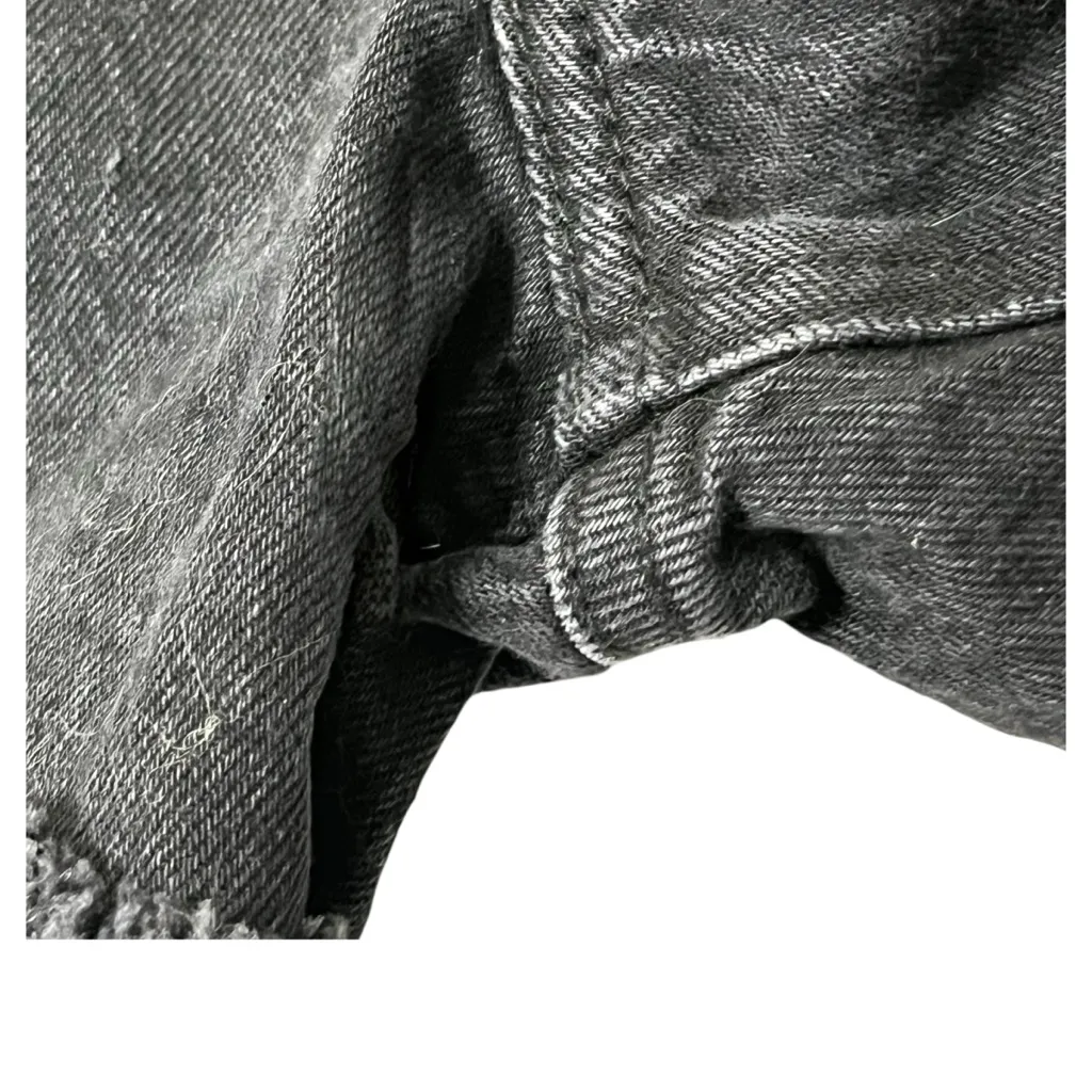 Abercrombie Fitch Black High Rise Denim Shorts Raw Hem Hemmed Size 25 - Image 5