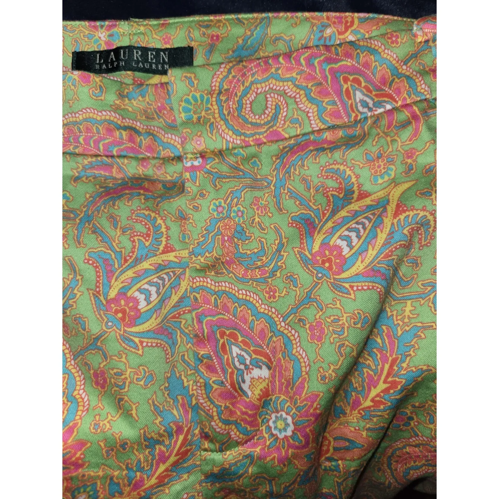 Lauren Ralph Lauren Lime Green Pink Paisley Chino Ankle Pants Women's Size 14‎ - Image 3