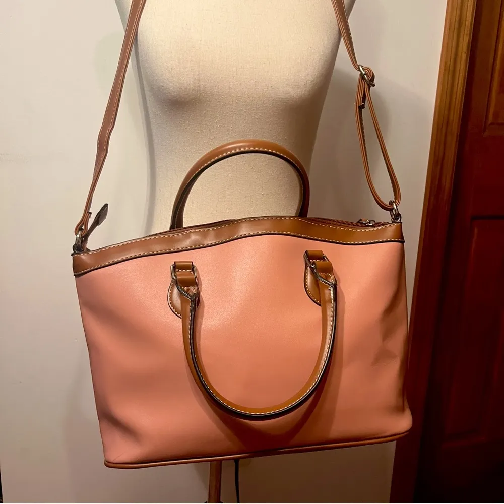 NWT London Fog Cameo Pink & Brown Tote or Shoulder Bag - Image 7