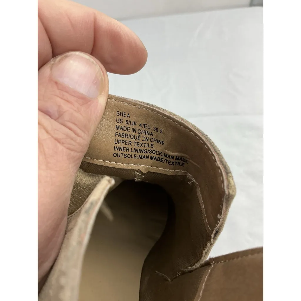 Womans Just fab Shea Booties 6 Tan Pull On Pointed Toe Slit Sides Heel - Image 7