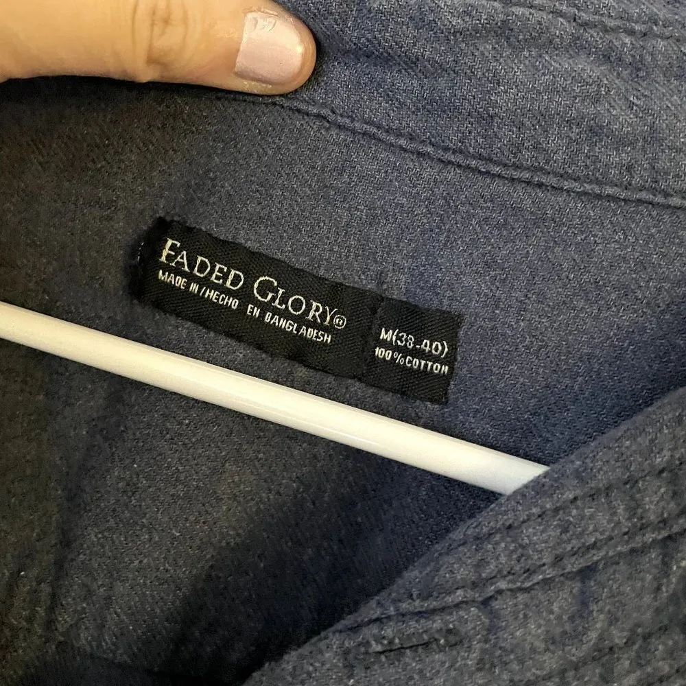 Faded Glory blue button down long sleeved top classic comfort oversized cotton - Image 4