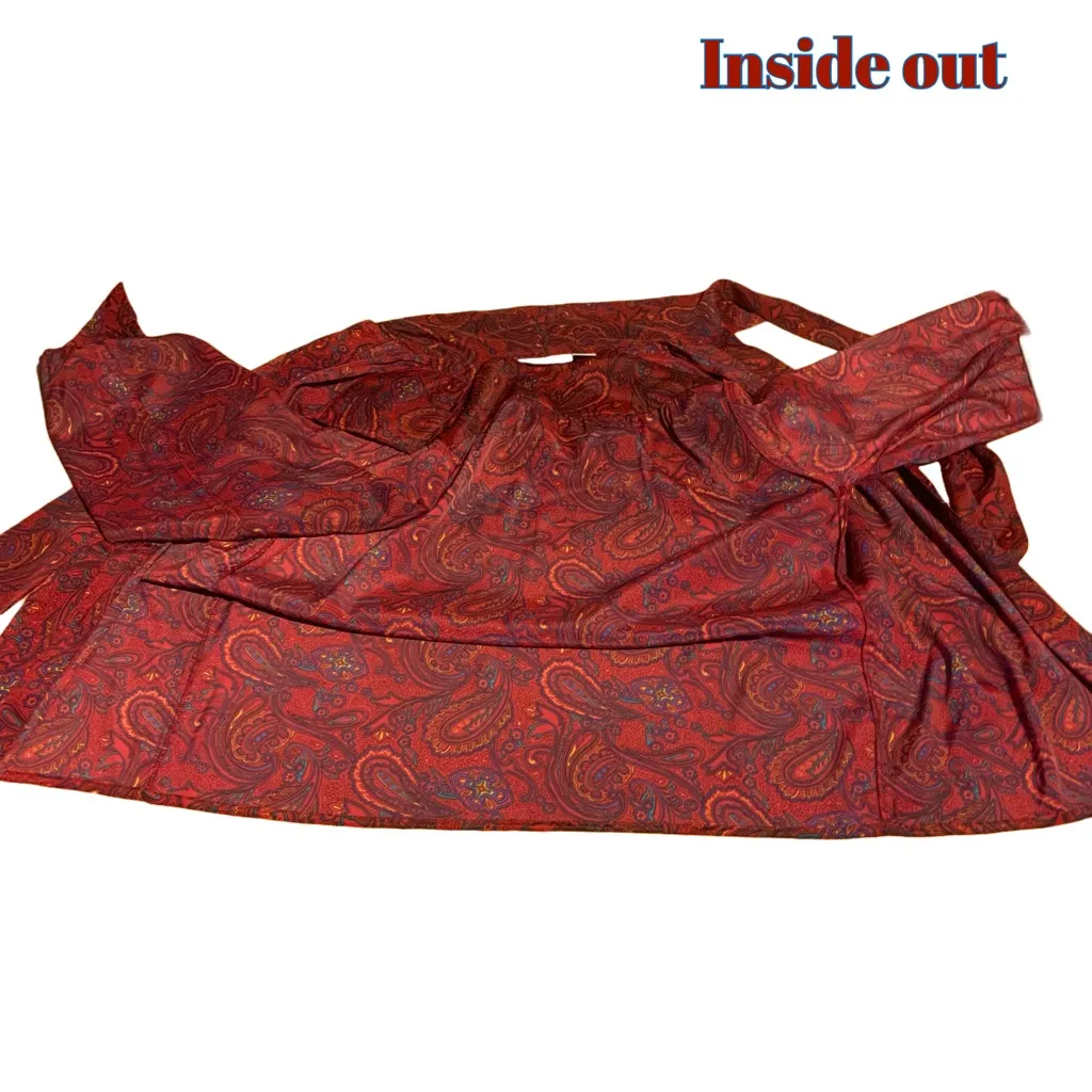 VINTAGE 1980'S ALFRED DUNNER BURGUNDY, RED & BLUE PAISLEY PRINT BLOUSE (10) - Image 8